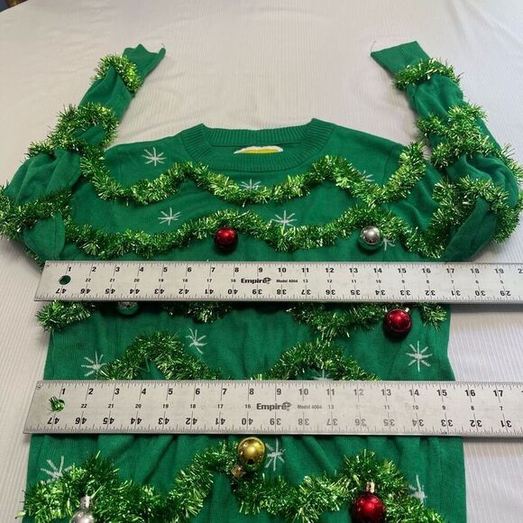 Tipsy Elves Green Garland Christmas Ornament Gaudy Sweater Size Small - Picture 3 of 7